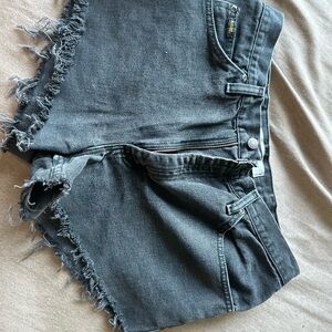 Vintage Black Denim Frayed Shorts
